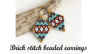 Brick stitch beaded earrings tutorial [upl. by Ofella]