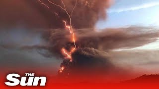 Philippines volcano  Dramatic footage of Taal eruption [upl. by Sato]