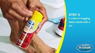 Dr Scholls  How To Use OdorX® Antifungal Spray Powder [upl. by Anikal]