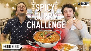 HOTTEST CURRY EVER Two Guys Attempt Phaal Curry Challenge at Brick Lane Curry  Localish [upl. by Sonstrom]