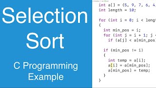 Selection Sort  C Programming Example [upl. by Eloise]