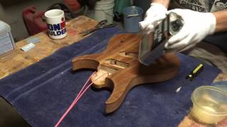 How To Apply A Wipe On Polyurethane Finish On A Guitar Part 2 [upl. by Uund]