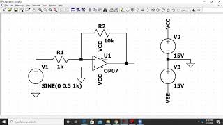 Inverting amplifier simulation using OP07 in LTspice [upl. by Delbert]