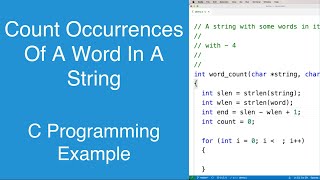 Counting Occurrences Of A Word In A String  C Programming Example [upl. by Auoz]