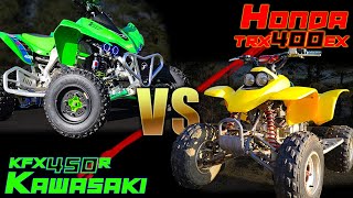 Modded Honda 400EX VS Kawasaki KFX450R Drag Race [upl. by Anotyad]