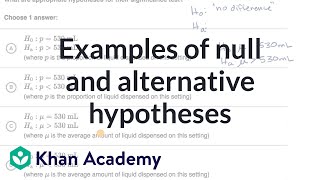 Examples of null and alternative hypotheses  AP Statistics  Khan Academy [upl. by Freed]