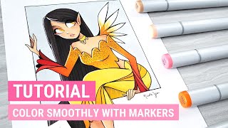 How to COLOR SMOOTHLY with ALCOHOL MARKERS  iiKiui [upl. by Durstin983]