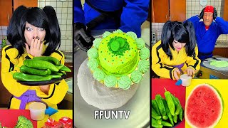 Ice cream challenge Red food vs green food ice cream rolls [upl. by Agee]