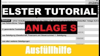 Anlage S Selbstständige  Steuererklärung selber machen  ELSTER Tutorial  Erklärung [upl. by Ailil]