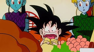 ENG DUB Goku Eats Everything In Snake Princess Palace  DBZ [upl. by Rosel]