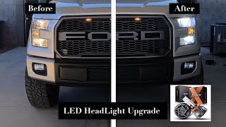 2016 Ford F150 LED HeadLight Bulb Conversion Before amp After [upl. by Ekal]