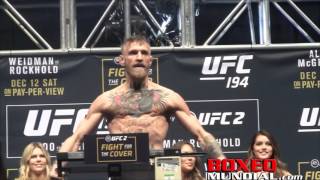 Official Weighin Jose Aldo 145 vs Conor McGregor 145 [upl. by Corena]