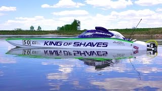 RC ADVENTURES  50quot KiNG OF SHAVES  RC Race Boat  74HP Gas Powered [upl. by Eiralav]