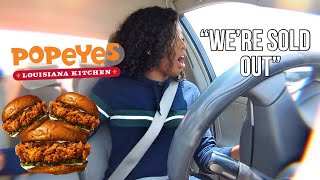 TRYING POPEYES SOLD OUT CHICKEN SANDWICH FAIL [upl. by Annovoj132]