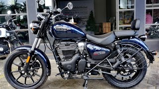 Royal Enfield Meteor 350  Stellar Blue  Tripper™ navigation  Allnew chassis  Cruiser  Review [upl. by Noillimaxam]