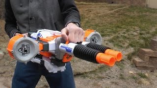 Nerf Elite RhinoFire Review and Shooting [upl. by Euqinim]