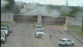 Watch Crews close flood gate in New Orleans East ahead of Tropical Storm Barry [upl. by Northey694]