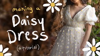 Making a Daisy Dress  a cottagecore dress tutorial [upl. by Ketchan688]