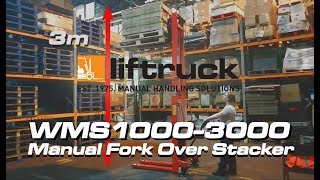 WMS10003000 Manual Fork Over Pallet Stacker  Liftruck [upl. by Denis]