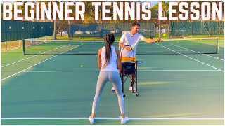 Beginner Tennis Lesson  Forehand Backhand amp Serve Learned in Just 30 Minutes [upl. by Goldy288]