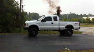 1999 f250 powerstroke 73 38r turbo stack 7quot smoke fast and loud [upl. by Demetrius51]