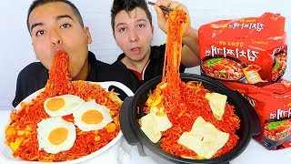 SPICY CHEESY KIMCHI NOODLES • Mukbang amp Recipe [upl. by Anerbes]