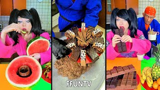 Ice cream challenge Fruits vs chocolate food mukbang [upl. by Allison701]