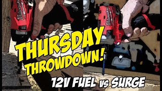 Milwaukee M12 Impact Driver vs M12 Surge Hydraulic  Thursday Throwdown [upl. by Ilonka358]