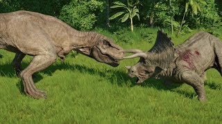 TRex VS Triceratops 1v1  Jurassic World Evolution [upl. by Atisusej]