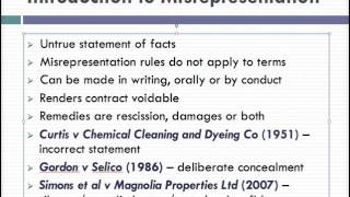 Misrepresentation Lecture 1 of 4 [upl. by Anairol]