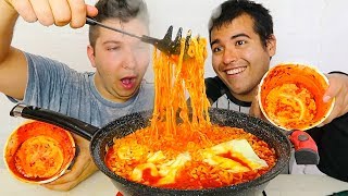 SPICY CHEESY FIRE NOODLES • Mukbang amp Recipe [upl. by Ynatterb49]