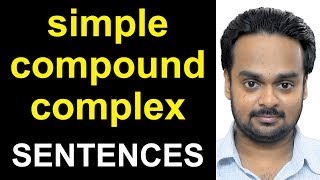 SIMPLE COMPOUND COMPLEX SENTENCES  with Examples Exercises  Sentence Clause Structure  Grammar [upl. by Ennairek]