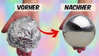 Aluminium foil Ball Challenge Deutsch  Aluminium Ball aus Alufolie bauen amp polieren I MissNice [upl. by Llerryt]