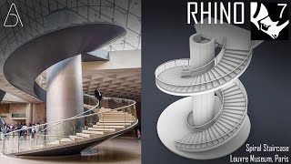 Spiral Staircase  Rhino Basic Architecture Tutorials [upl. by Arreip890]