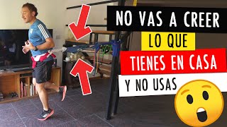 RUNNING EN CASA SIN CINTA TROTADORA y en 2 METROS CUADRADOS 👉 la solución está en tu armario [upl. by Hatnamas434]