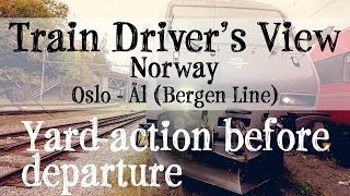 TRAIN DRIVERS VIEW Oslo  Ål with engine and carriage pickup [upl. by Kcirtapnaes]