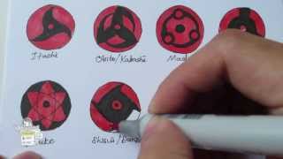 How to draw all Mangekyou Sharingan 万華鏡写輪眼 [upl. by Norraj]