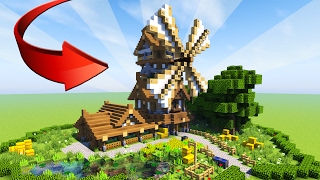 MINECRAFT How to build EPIC wooden house  Medieval Windmill Tutorial Rustic 2017 [upl. by Seniag703]