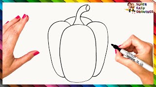 How To Draw A Pepper Step By Step 🫑 Pepper Drawing Easy [upl. by Alinoel714]