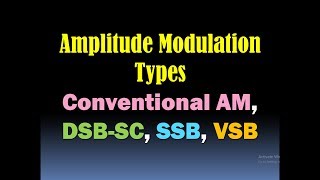 Amplitude Modulation Techniques AM DSBSC SSB VSBDouble Sideband Single Sideband Vestigial [upl. by Modnar]