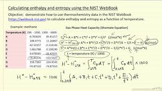 Calculating Enthalpy and Entropy Using the NIST WebBook [upl. by Votaw339]