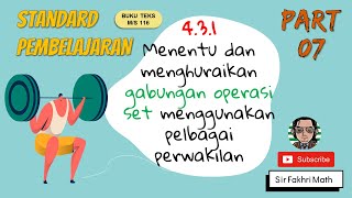 PART 7 Matematik Tingkatan 4 BAB 4 KSSM Operasi Set Menghuraikan gabungan operasi set [upl. by Kcirdle423]