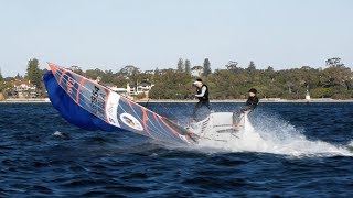 29er Sailing  PURE BLISS 25kts DOWNWIND CAPSIZE [upl. by Kafka659]