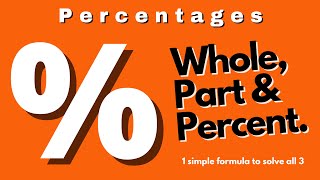 Percentage Problems Finding the Whole Part amp Percent [upl. by Mccormac]