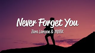 Zara Larsson  Never Forget You Lyrics ft MNEK [upl. by Erde]