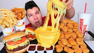 Double Cheeseburger amp Nuggets With Cheese Sauce • MUKBANG [upl. by Attehcram]