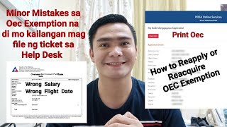 OEC EXEMPTION MISTAKES NA DI MO NA KAILANGAN MAG FILE NG TICKET SA POEA ONLINE HELP DESK [upl. by Rickie]