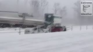 193 Car Pile Up I 94 Michigan Snowstorm Jan 2015 RAW VIDEO [upl. by Ahsenwahs301]