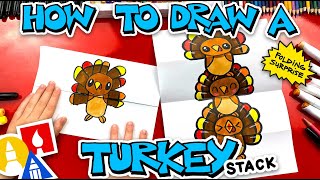 How To Draw A Turkey Stack For Thanksgiving  Folding Surprise [upl. by Eetnuahs618]