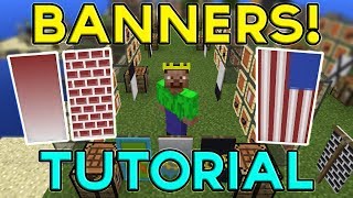 Minecraft BANNERS TUTORIAL How to make amp use Banners [upl. by Tiossem402]